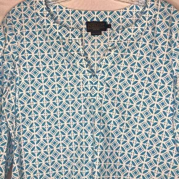 Pendleton Blue and White Tunic V-neck Top.… - Picture 2 of 7